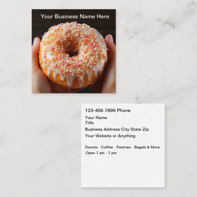 Donut And Coffee Shop Business Cards Quadratische Visitenkarte (Vorne/Hinten)