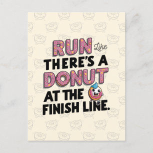 Donut auf der finish Line Funny Fitness Motivation Feiertagspostkarte