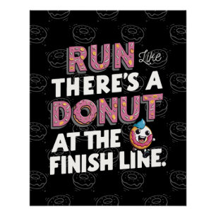 Donut auf der finish Line Funny Fitness Motivation Poster