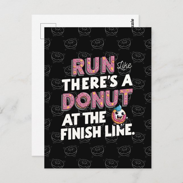 Donut auf der finish Line Funny Fitness Motivation Postkarte (Vorne/Hinten)