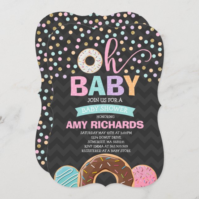 Donut Baby Dusche Einladung Sprinkle Dusche (Vorne/Hinten)