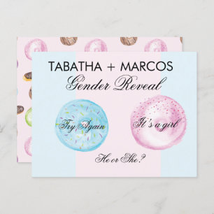 Donut Baby Gender Reveal DIY Scratch Cards Ankündigungspostkarte