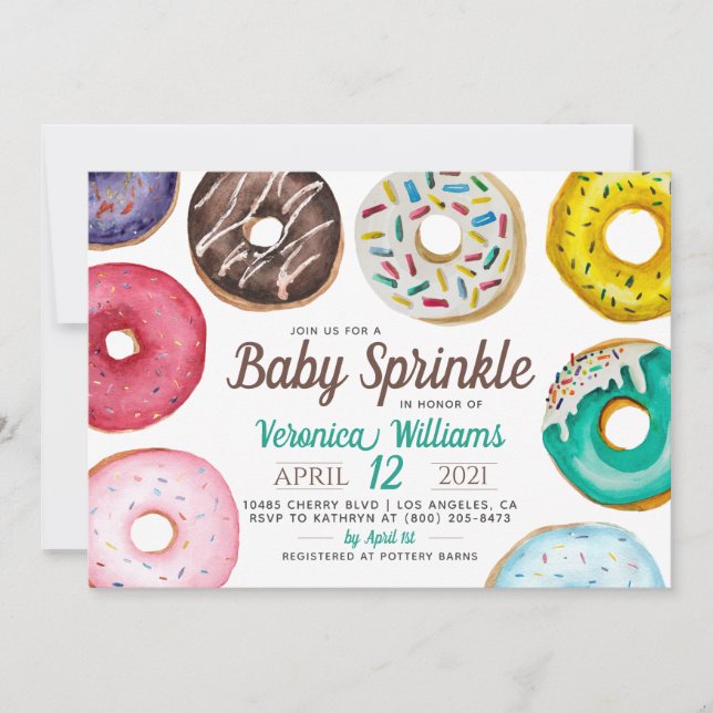 Donut Baby Sprinkle Baby Dusche Einladung (Vorderseite)