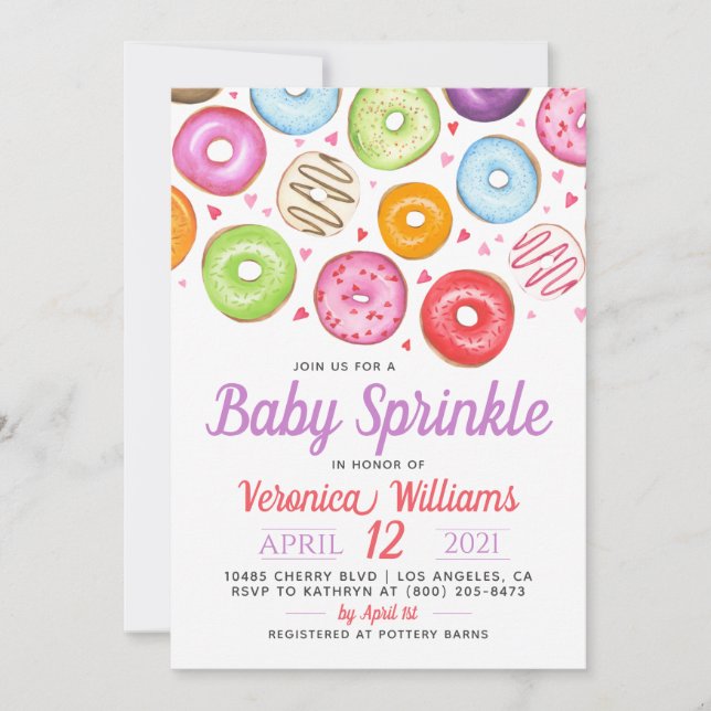 Donut Baby Sprinkle Baby Dusche Einladung (Vorderseite)