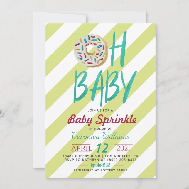 Donut Baby Sprinkle Baby Dusche Einladung (Vorderseite)