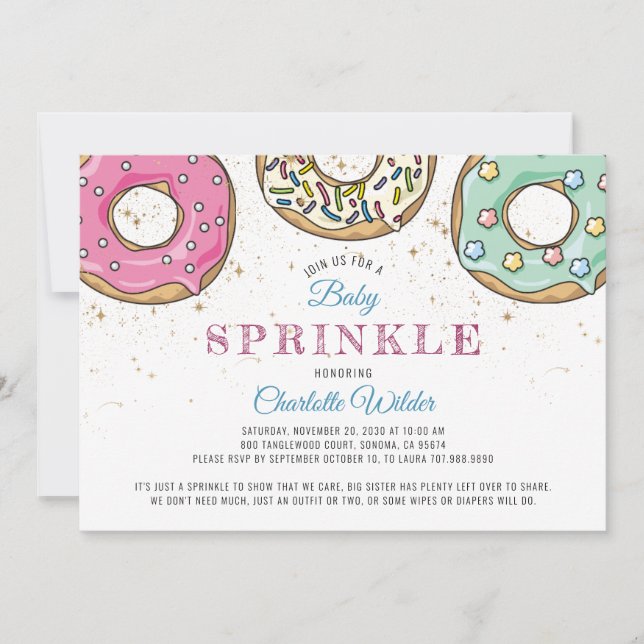 Donut Baby Sprinkle | Gender Neutral Einladung (Vorderseite)
