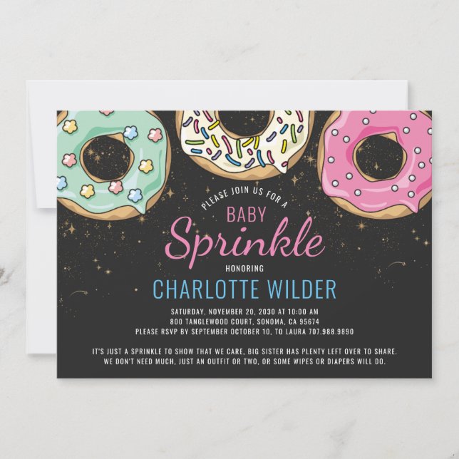 Donut Baby Sprinkle Gender Neutrale Einladung (Vorderseite)