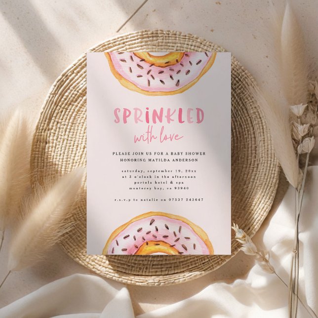 Donut Babydusche rosa mädchenhaft modern niedlich Ankündigung (Von Creator hochgeladen)