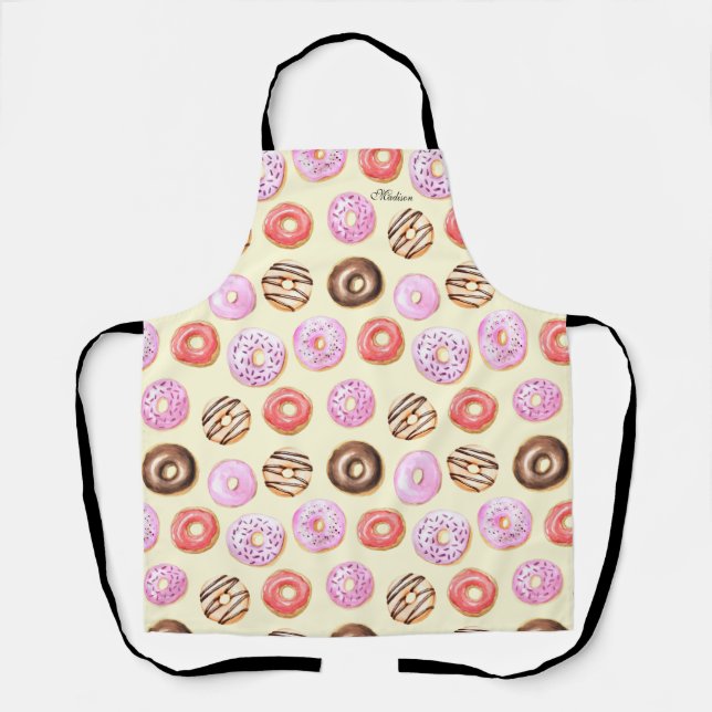 Donut Backen Moderne Aquarellfarbe Personalisiert  Schürze (Vorderseite)