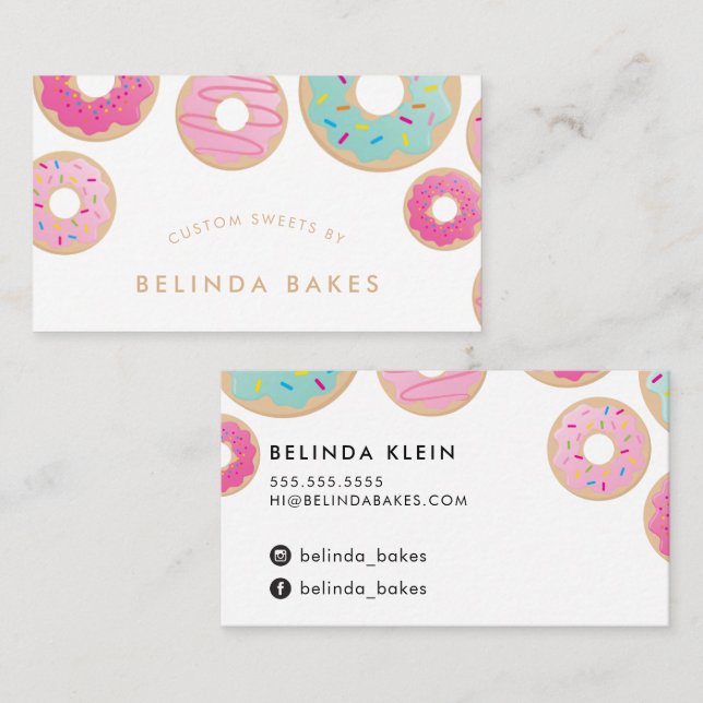 DONUT BAKER LOGO niedliches Backen Konfektion rosa Visitenkarte (Vorne/Hinten)
