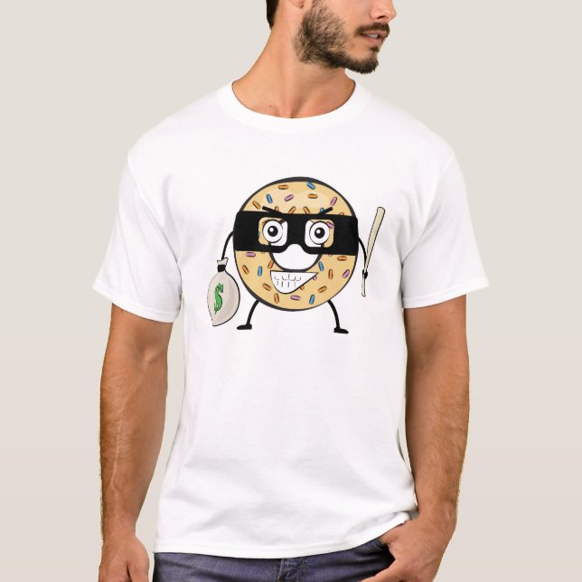 Donut Bandit - Funny Character Illustration T-Shirt (Vorderseite)