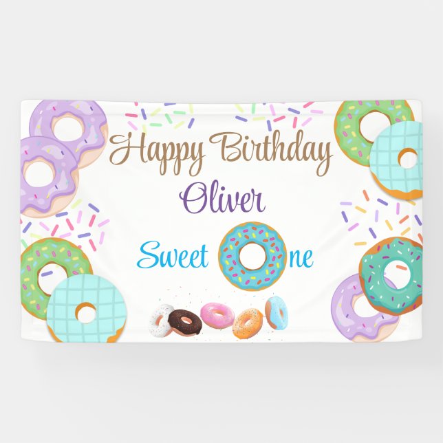 Donut-Banner zum 1. Geburtstag Banner (Horizontal)