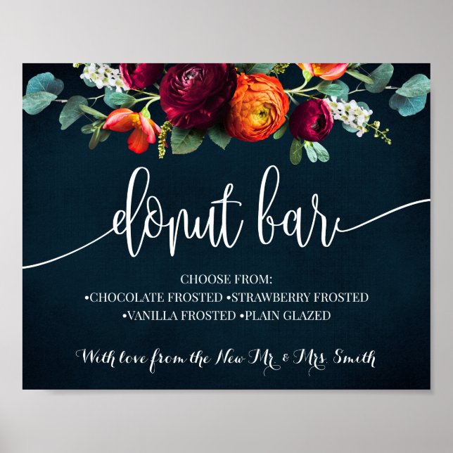 Donut Bar Bridal Wedding Reception Weinseezeichen Poster (Vorne)