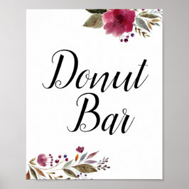Donut Bar Burgundy Blume Wedding Sign Poster