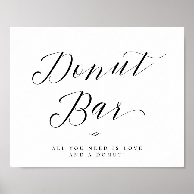 Donut Bar Chic Kalligrafie Schrift Hochzeitsschild Poster (Vorne)