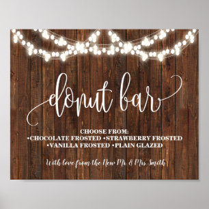 Donut-Bar-Schild für westliche Hochzeitsfeier Poster
