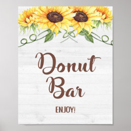DONUT BAR Sonnenblumendusche oder Party-Zeichen Poster