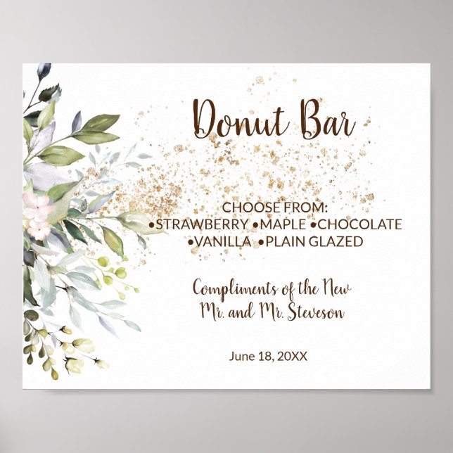 Donut-Bar Süßigkeiten Tisch Hochzeit Kräuter Schil Poster (Vorne)