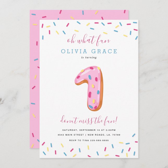 Donut Birthday Celebration | eins Einladung (Vorne/Hinten)