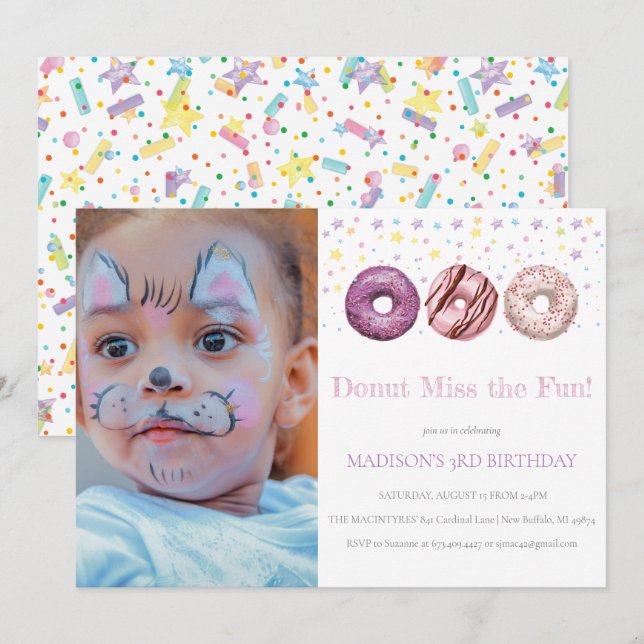 Donut Birthday Einladung Donut Grow Up Foto (Vorne/Hinten)