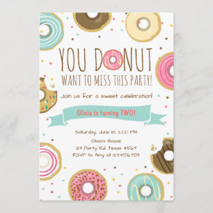 Donut Birthday Party Einladung Donut will zu verpa