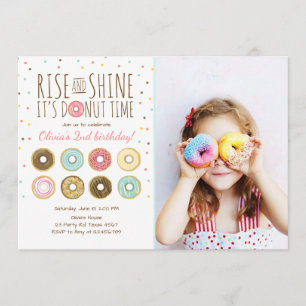 Donut Birthday Party Einladung Rise und Shine