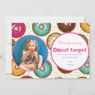 Donut Birthday Party Foto Danke Karte