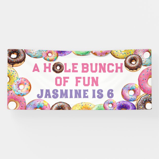 Donut Birthday Party Hole Bunch Spaß Banner (Horizontal)