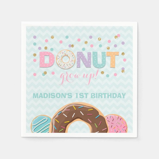 Donut Birthday Party Napkin Donut Grow Up Party Serviette (Vorderseite)