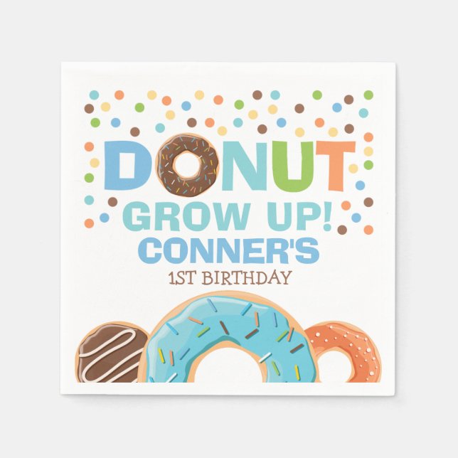 Donut Birthday Party Napkin Donut Grow Up Party Serviette (Vorderseite)