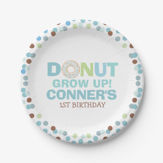 Donut Birthday Party Paper Plate 7" Donut aufwachs Pappteller (Vorderseite)