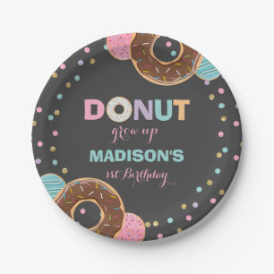 Donut Birthday Party Paper Plate 7" Donut aufwachs Pappteller
