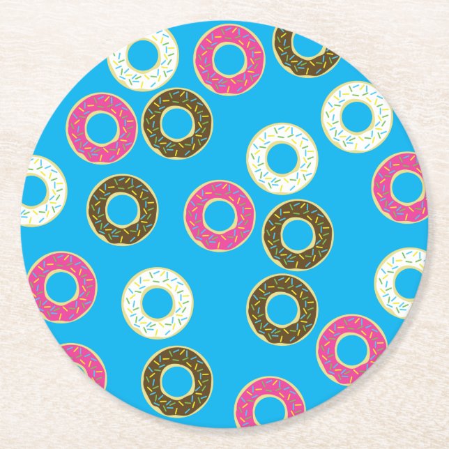 Donut Birthday Party Runder Pappuntersetzer (Vorderseite)
