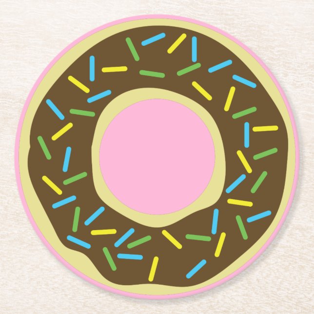 Donut Birthday Party Runder Pappuntersetzer (Vorderseite)