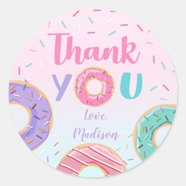 Donut Birthday Stickers Labels (Vorderseite)