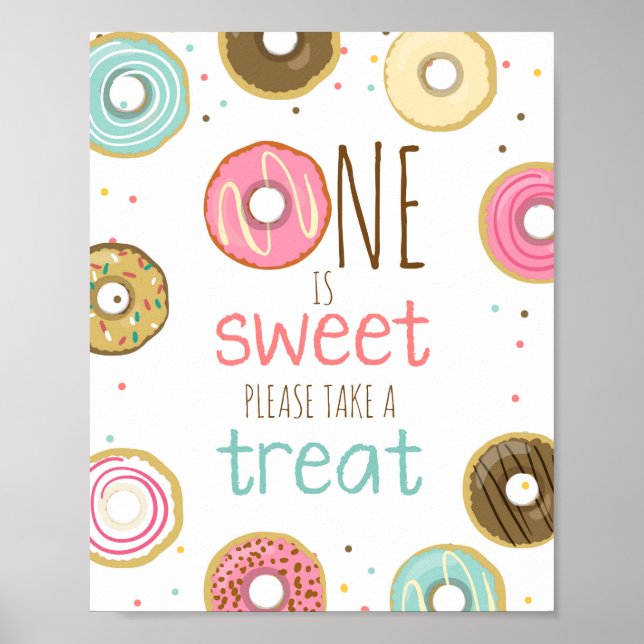 Donut Birthday Table Sign Doughnut Nehmen Sie eine Poster (Vorne)