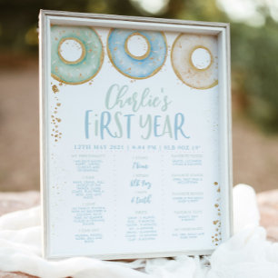 Donut Boys 1. Geburtstag Milestone Poster Blau sig