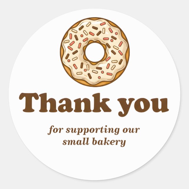 Donut Brown Bakery Thank You Sticker (Vorderseite)
