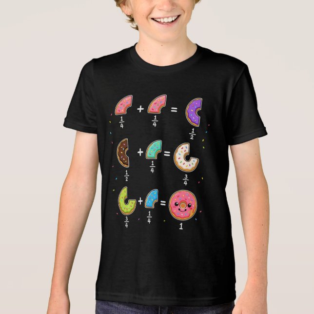 Donut-Brüche Lernspaß Mathe Humor Tri-Blend Shirt (Vorderseite)
