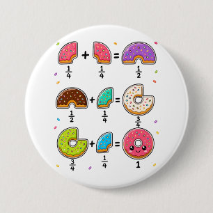 Donut-Brüche Lernspaß Mathematik Humor Button