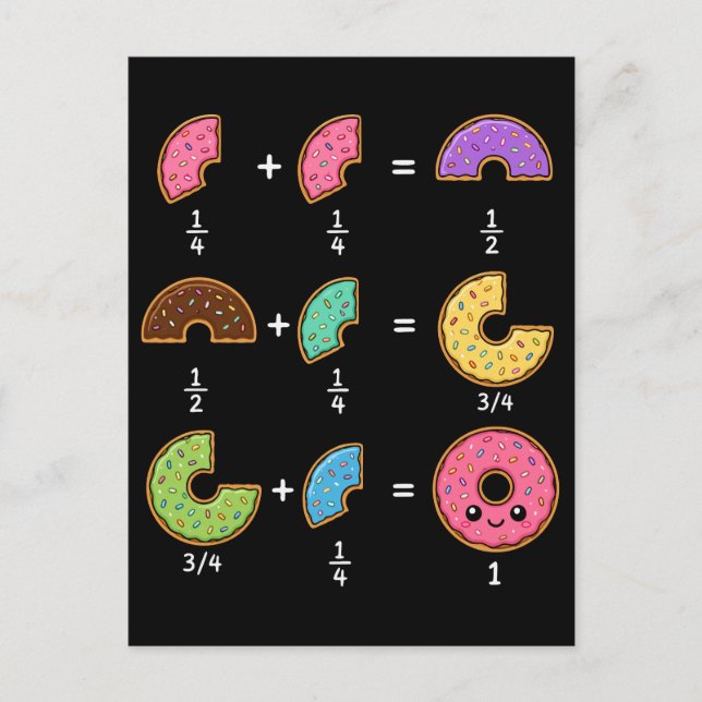 Donut-Bruchrechnen-Lern-Math-Humor Postkarte (Vorderseite)