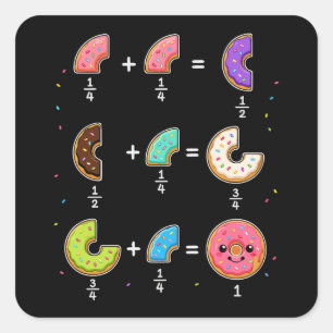 Donut-Bruchrechnen-Lern-Math-Humor Quadratischer Aufkleber