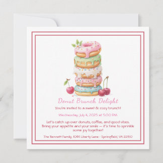 Donut Brunch Invitation Colorful Pastry Gathering Feiertagskarte