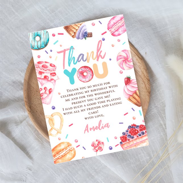 Donut Candy Girl Birthday Foto Dankeschön Karte (Von Creator hochgeladen)