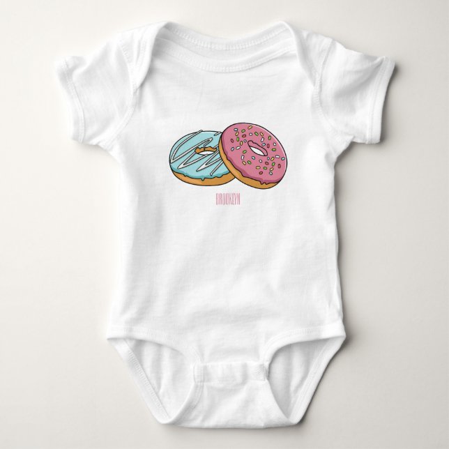 Donut-Cartoon-Abbildung Baby Strampler (Vorderseite)
