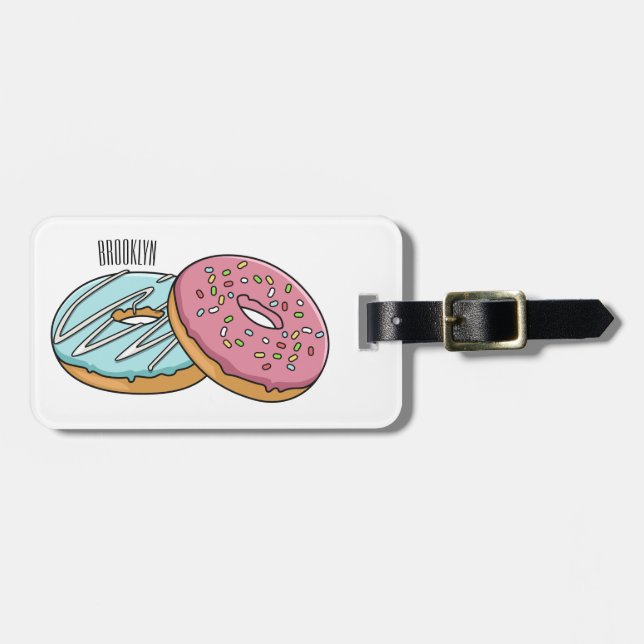 Donut-Cartoon-Abbildung Gepäckanhänger (Vorderseite horizontal)