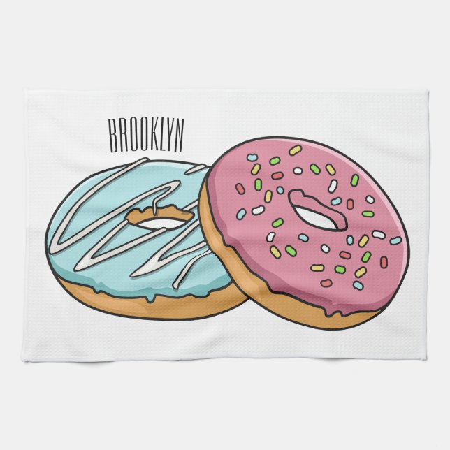 Donut-Cartoon-Abbildung Geschirrtuch (Horizontal)