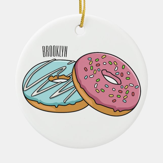 Donut-Cartoon-Abbildung Keramik Ornament (Vorne)