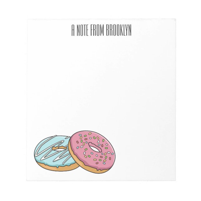 Donut-Cartoon-Abbildung Notizblock (Vorderseite)