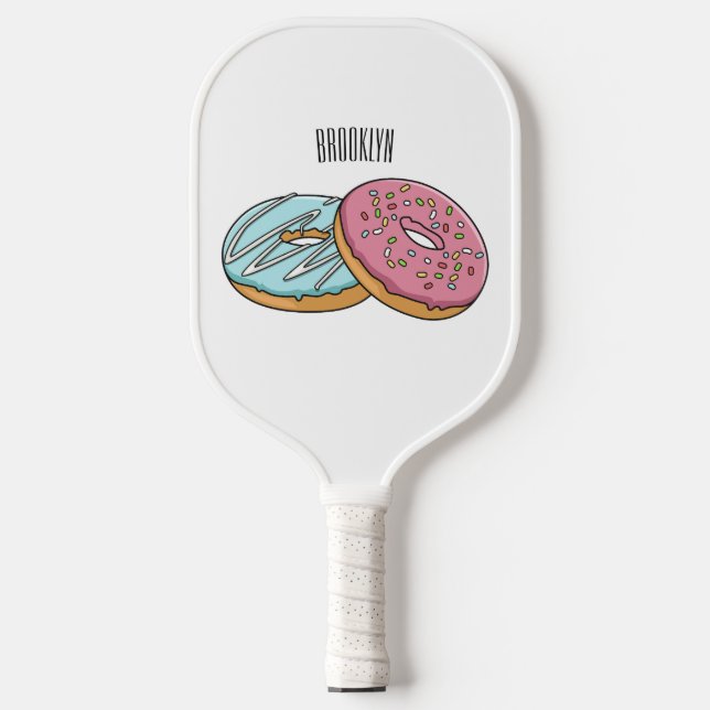 Donut-Cartoon-Abbildung Pickleball Schläger (Vorderseite)